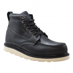 Casual Lace Up Lumber Moc Toe Boot Black (Rubber)