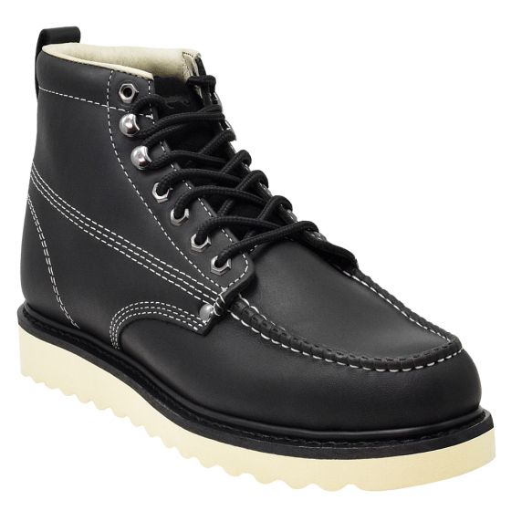 black moc toe work boots